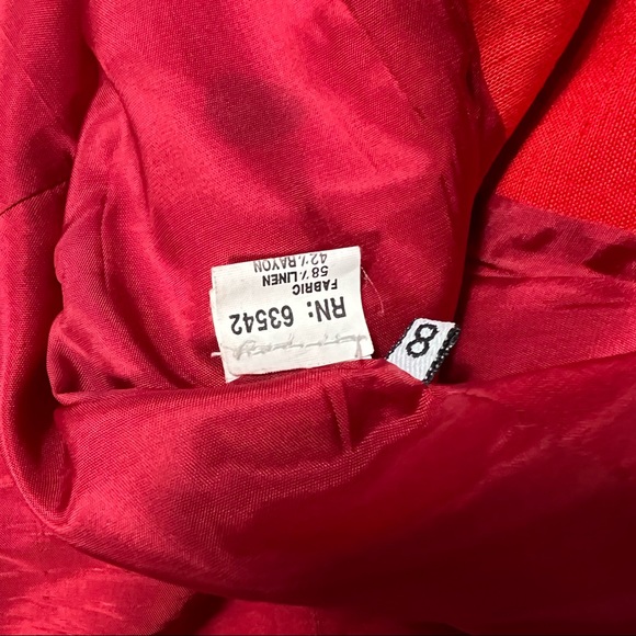Vintage Red Linen Skirt & Blazer Suit - Picture 14 of 16